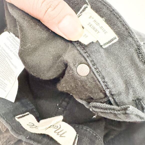Madewell 9" Mid-Rise Skinny Black/Charcoal Wash Denim Jeans Size 28 - Picture 6 of 9